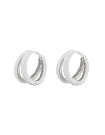 Elly Lou Double Loop Huggie Earring- Silver | Mocha Australia