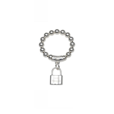 Von Treskow Ss Single Row Stretchy Ring w/ Mini VT Engraved Lock | Mocha Australia