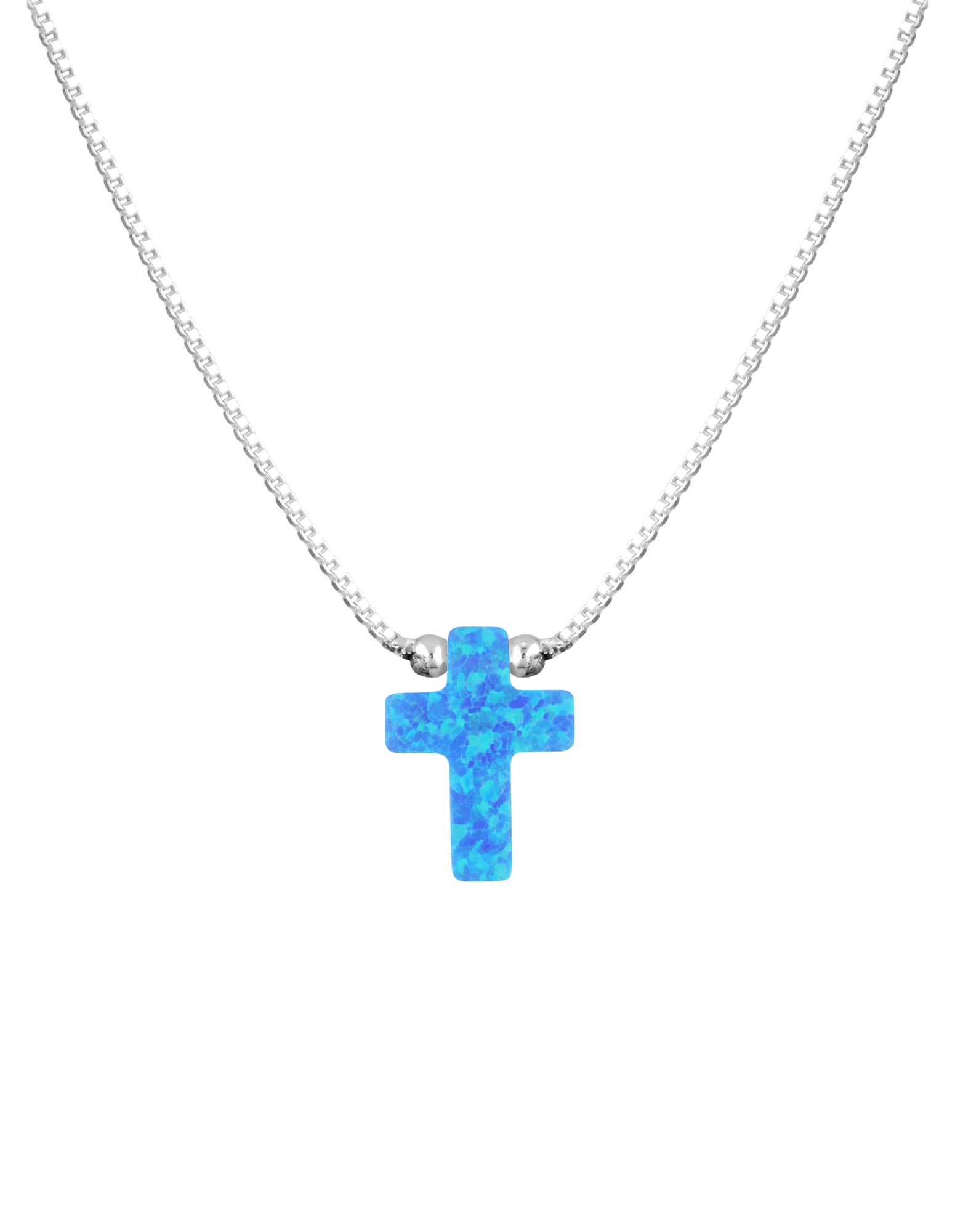 Mocha Sterling Silver Mini Cross Fine Necklace Blue Mocha