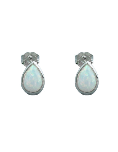 Von Treskow Studs Earrings w/ Pear Shape Czelline Opal - Silver | Mocha Australia