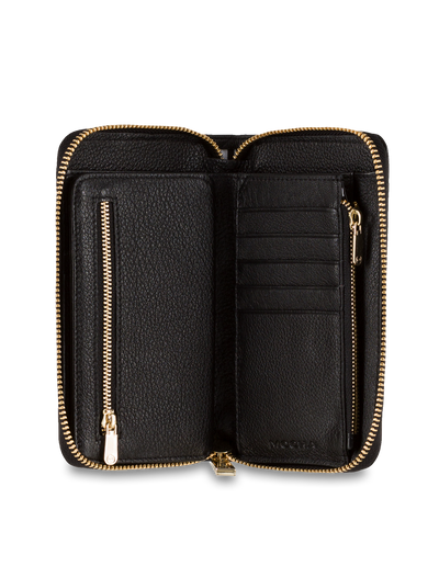 Mocha Small Chevron Leather Wallet - Black/Light Gold | Mocha Australia