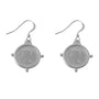 Von Treskow Hook Earrings w/ Compass Frame Threepence - Silver