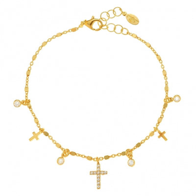 Gregio Simply Me/ Tiny Shiny Bracelet w/ CZ & Large Cross - Gold | Mocha Australia