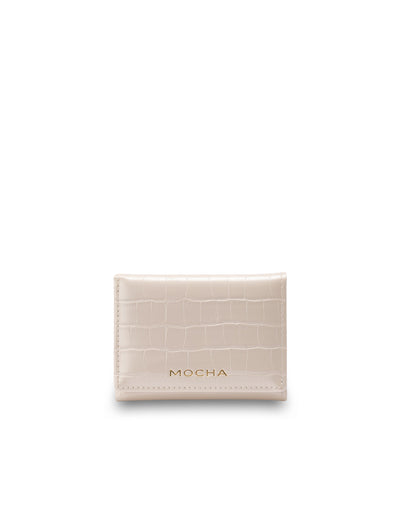 Mocha Bindi Croc-Embossed Mini Wallet - White | Mocha Australia