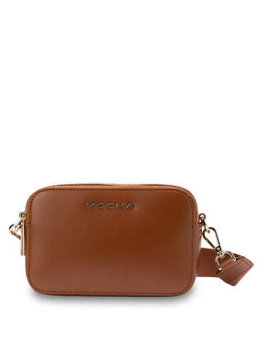 Mocha Alicia Glossy Leather Double Zip - Tan | Mocha Australia