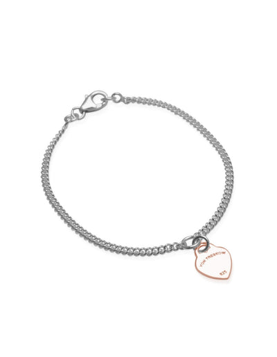 Von Treskow Curb Chain Bracelet w/ Mini VT Flat Heart - Rose Gold | Mocha Australia