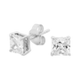 Georgini 5mm Square Clear Stud Earrings w/ CZ - Silver