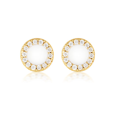 Georgini Enamel Stud Earrings - Gold/White | Mocha Australia