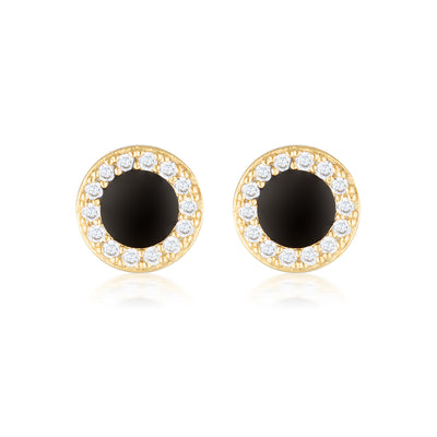 Georgini Enamel Stud Earrings - Gold/Black | Mocha Australia