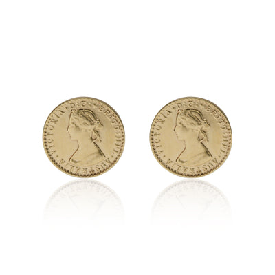 Von Treskow 9CT Gold Token Coin Studs | Mocha Australia