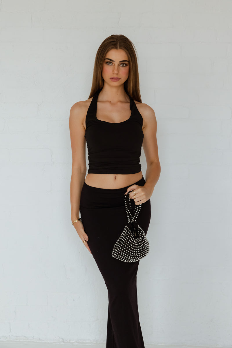 Mocha Tiana Dainty Beaded Bag - Black/Silver | Mocha Australia