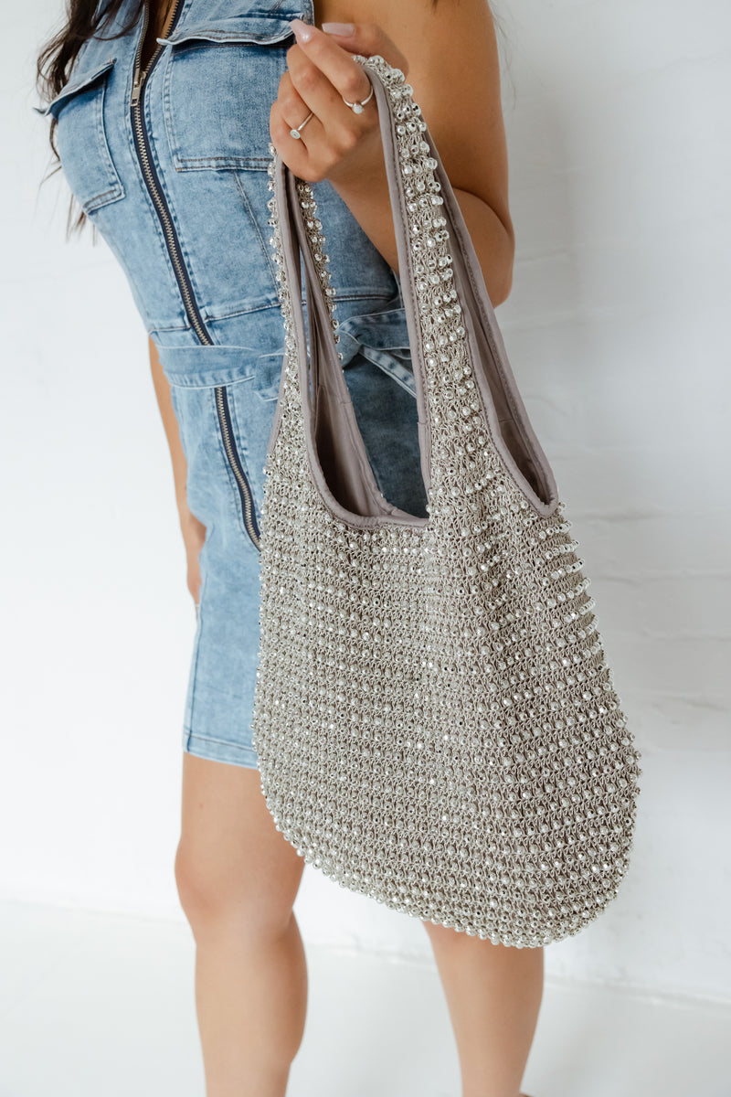 Mocha Original Beaded Bag- Silver | Mocha Australia