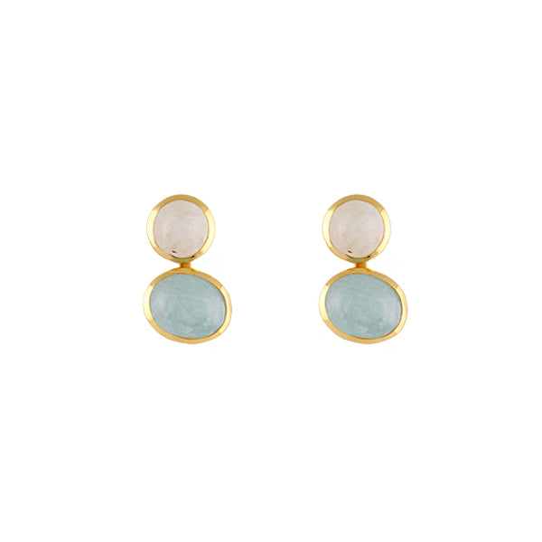 Bianc Motif Earrings Blue - Gold