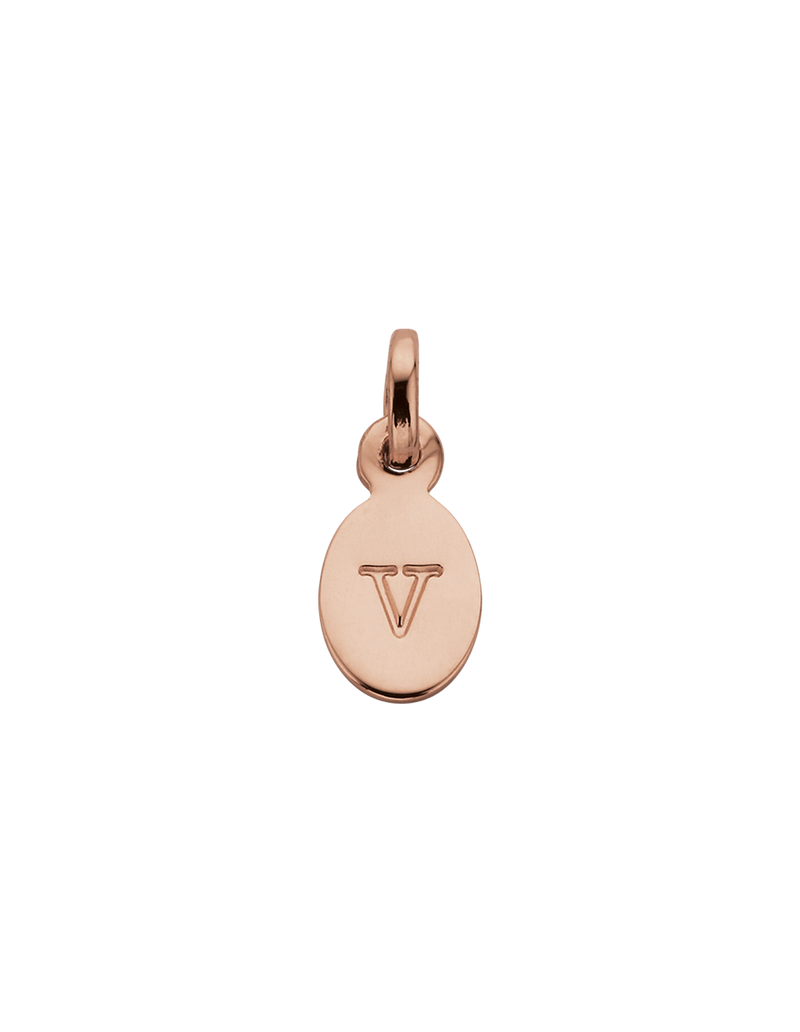 Kirstin Ash Initial Charm w/ 18K Rose Gold Vermeil - V | Mocha Australia