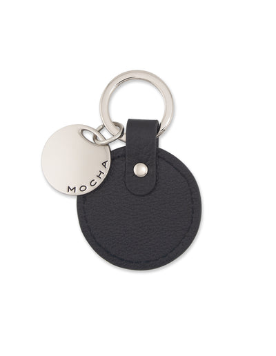 Mocha Chevron Circle Leather Key Ring- Black | Mocha Australia