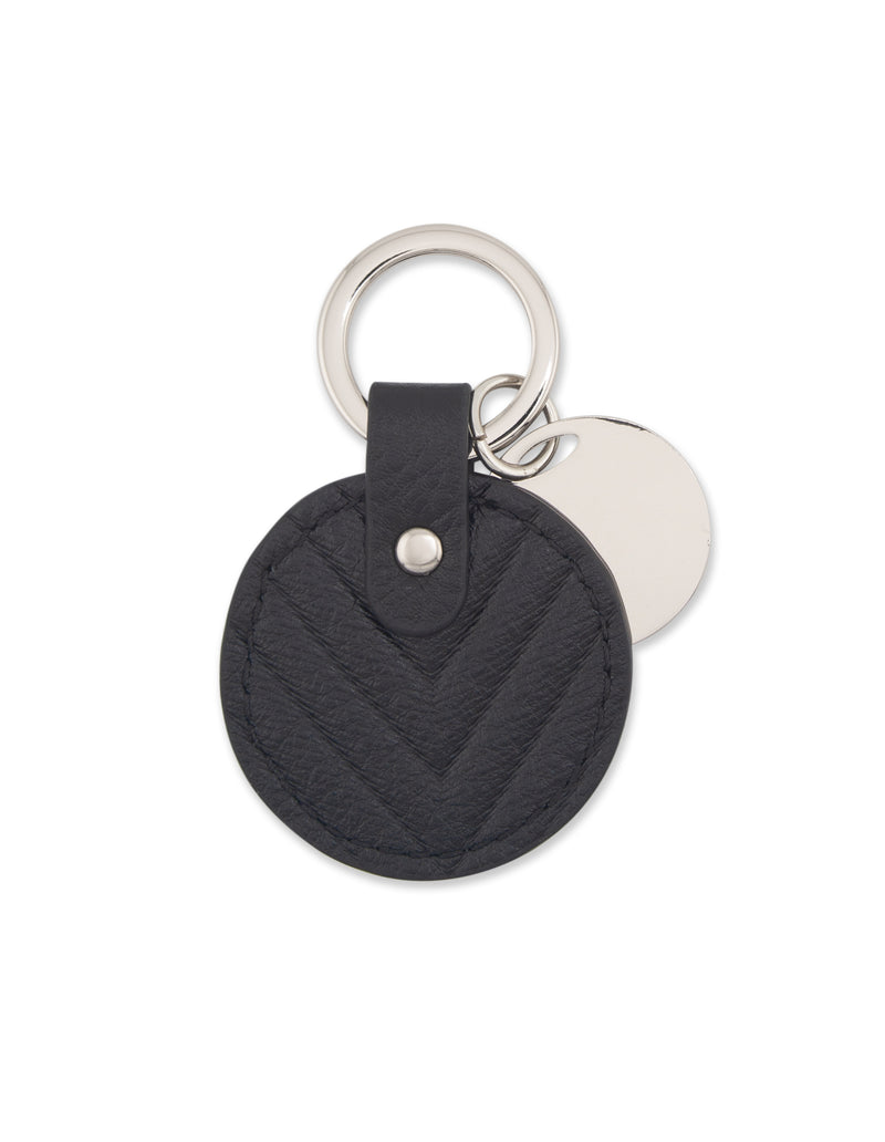 Mocha Chevron Circle Leather Key Ring- Black | Mocha Australia