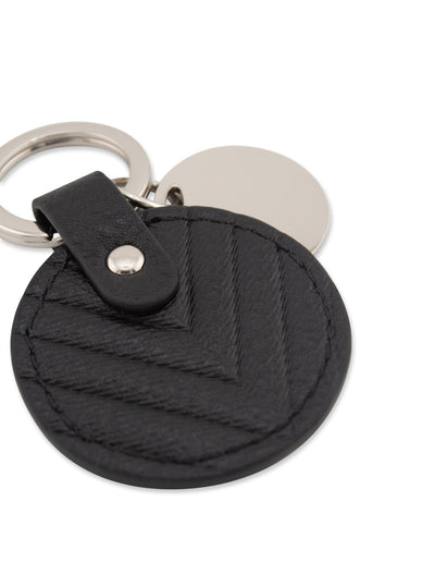 Mocha Chevron Circle Leather Key Ring- Black | Mocha Australia