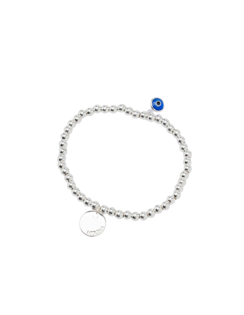 Isadora Stretchy Evil Eye Bracelet- Silver
