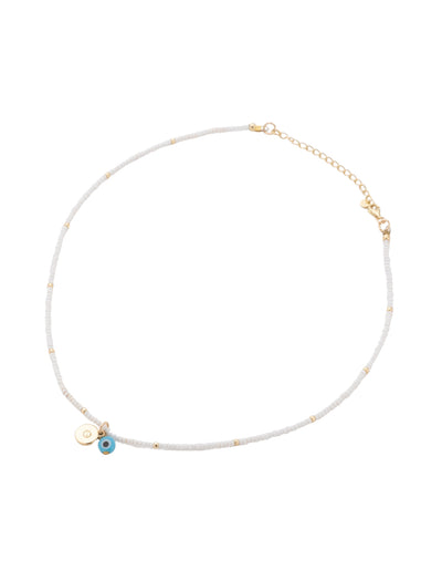 Mocha Reborn Mykonos Evil Eye Necklace- White | Mocha Australia