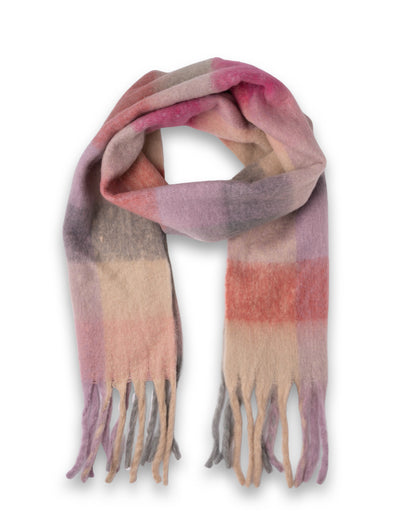 Mocha Multicolor Check Scarf- Pink | Mocha Australia