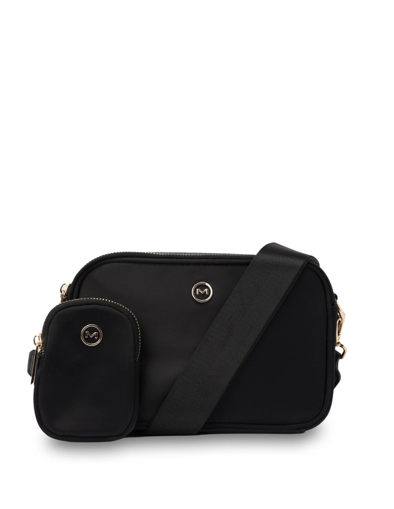 Mocha Ebby Double Zip Crossbody Bag- Black/Gold | Mocha Australia