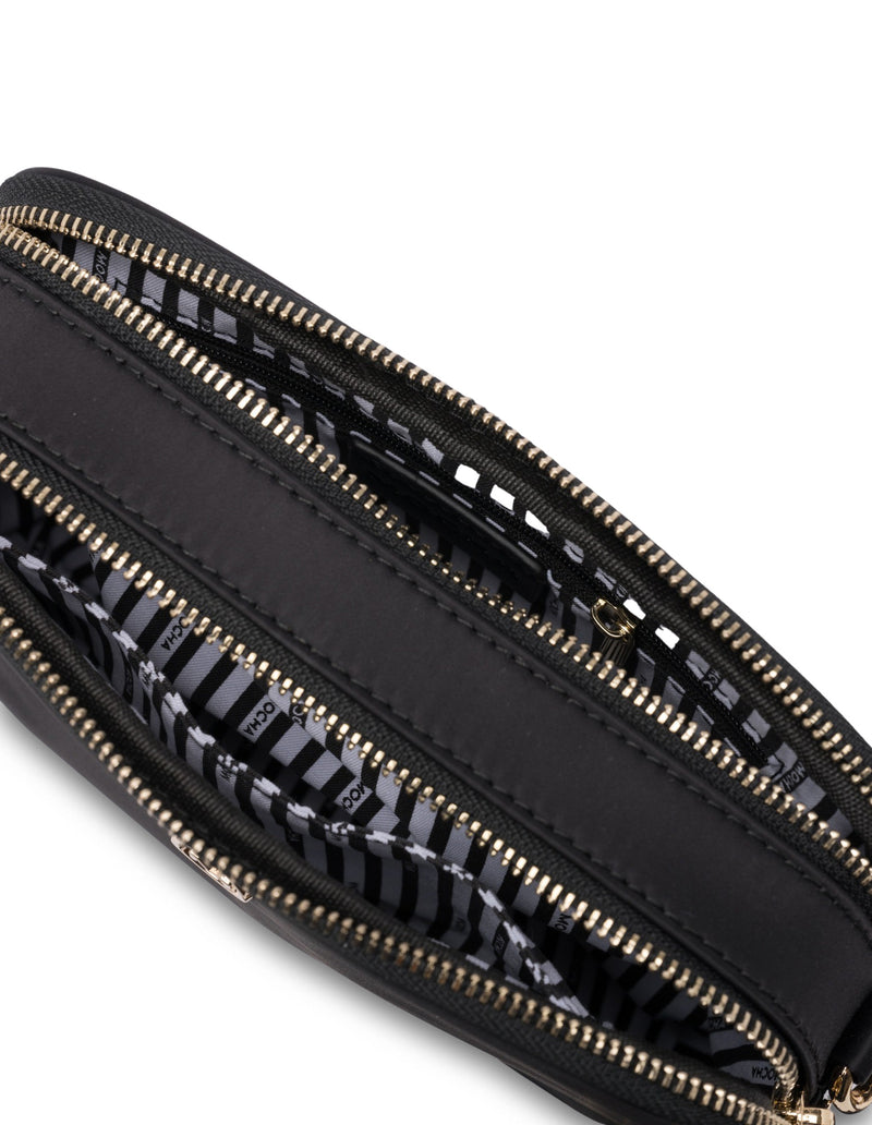 Mocha Ebby Double Zip Crossbody Bag- Black/Gold | Mocha Australia