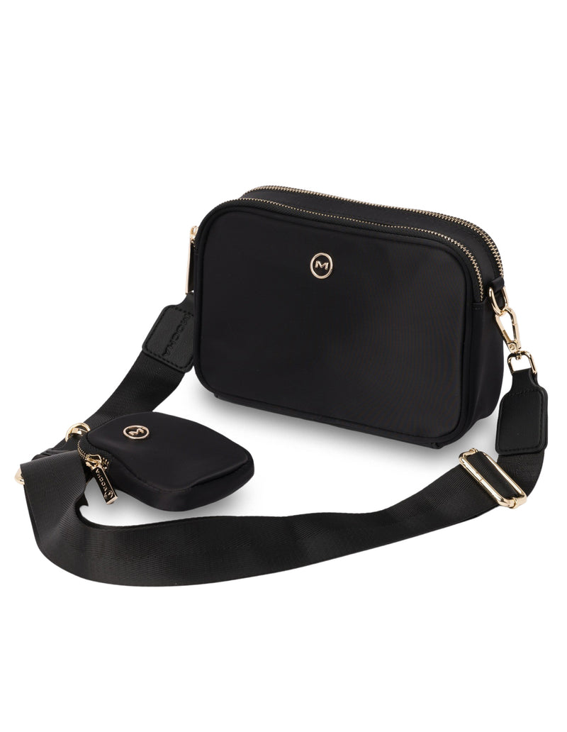 Mocha Ebby Double Zip Crossbody Bag- Black/Gold | Mocha Australia