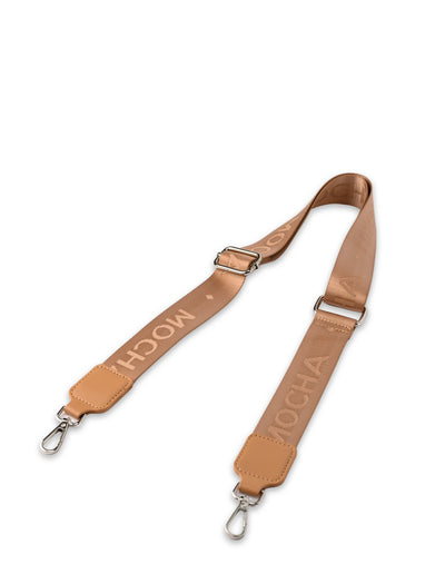 Mocha Logo Webbing Strap- Tan/Silver | Mocha Australia