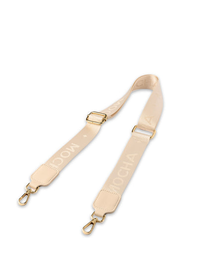 Mocha Logo Webbing Strap- White/ Gold | Mocha Australia