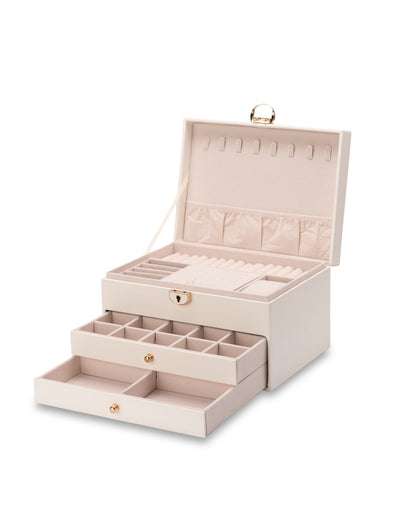 Mocha Three Layers Compact Jewellery Box- White | Mocha Australia