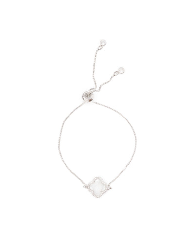Mocha Mother-of-pearl Clover Bracelet - Silver | Mocha Australia