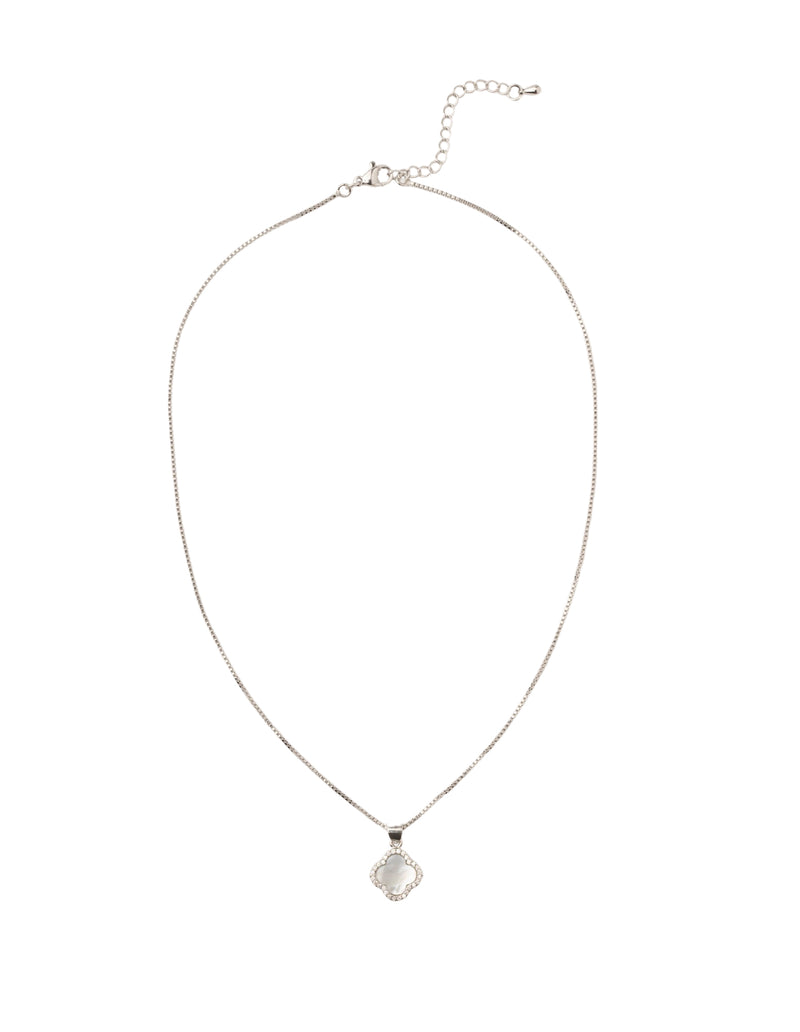 Mocha Mother-Of-Pearl Clover Necklace- Silver | Mocha Australia