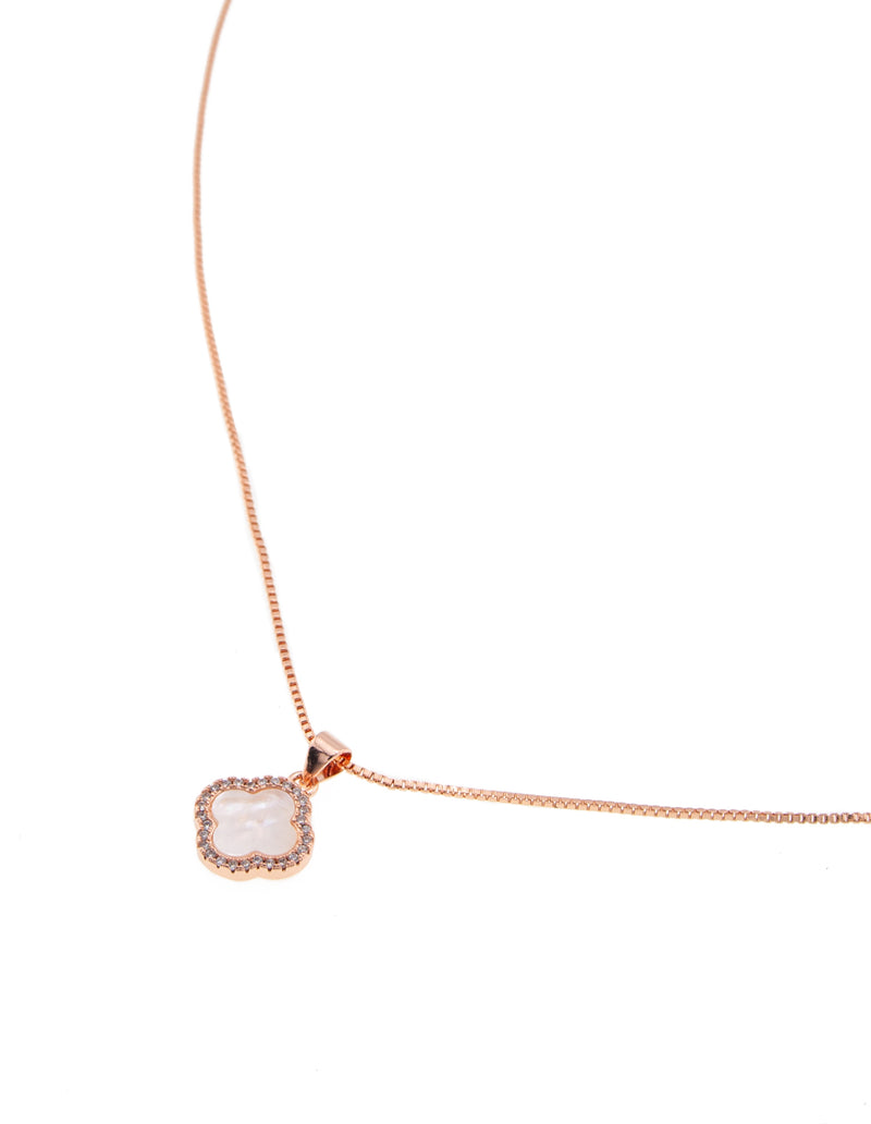 Mocha Mother-Of-Pearl Clover Necklace- Rose Gold | Mocha Australia