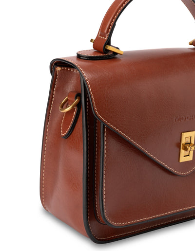 Mocha On the Go Leather Handbag - Tan | Mocha Australia