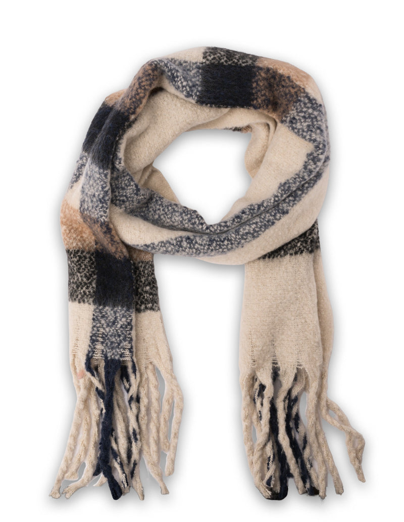 Mocha Big Block Scarf- Natural | Mocha Australia