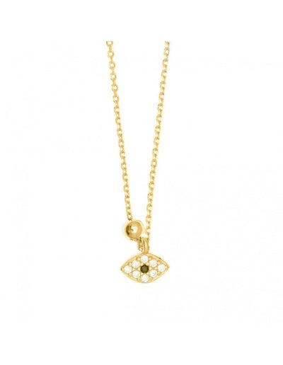 Gregio Simply Me Tiny Shiny Necklace w/ Cz Evil Eye- Gold | Mocha Australia