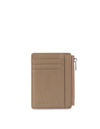 Mocha Mia Leather Coin Card Holder- Beige | Mocha Australia