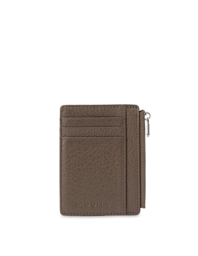 Mocha Mia Leather Coin Card Holder- Taupe | Mocha Australia