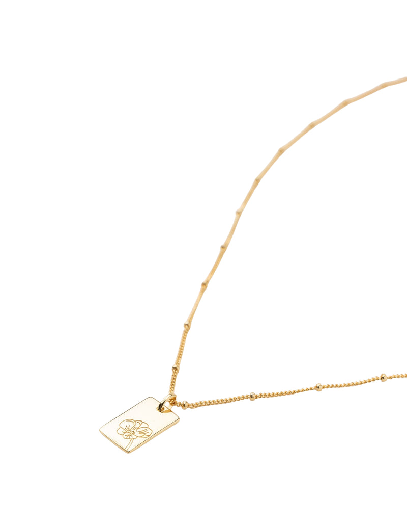 Elly Lou August Flower Necklace - Gold | Mocha Australia