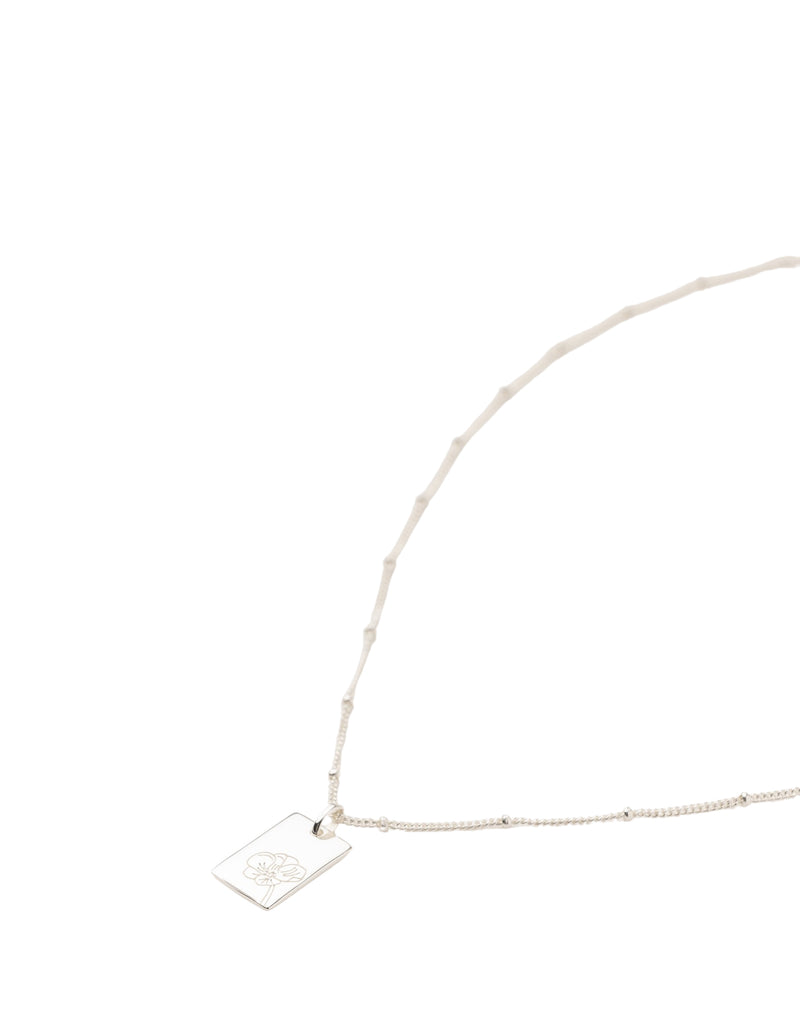 Elly Lou August Flower Necklace - Silver | Mocha Australia