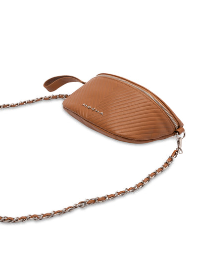 Mocha Chevron Leather Bum Bag- Tan | Mocha Australia