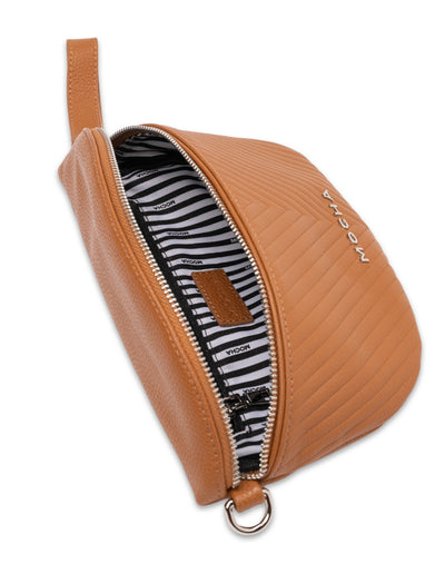 Mocha Chevron Leather Bum Bag- Tan | Mocha Australia