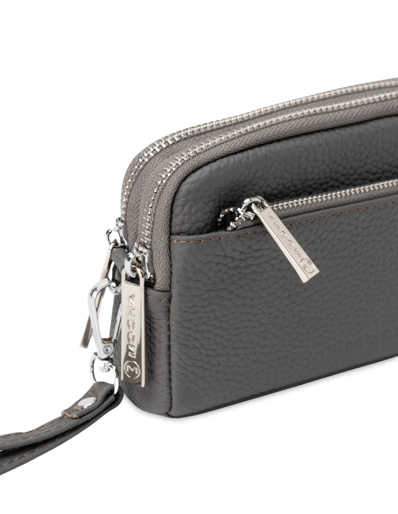 Mocha Aubrey Leather Clutch- Grey | Mocha Australia