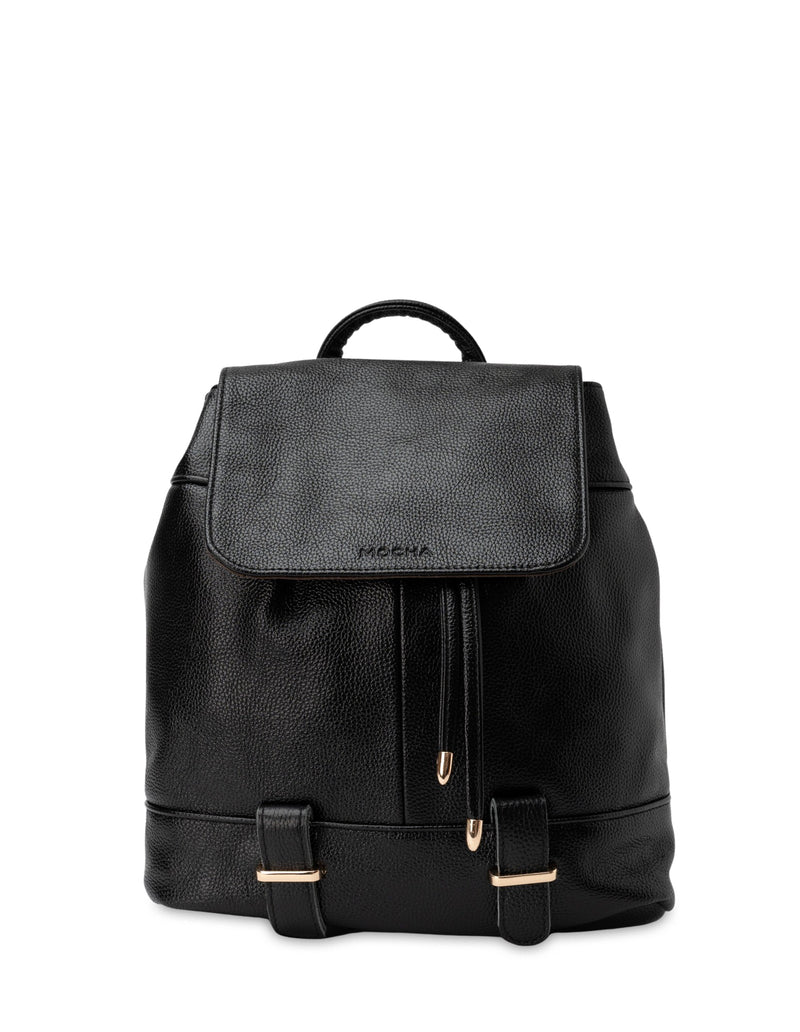 Mocha Genevieve Leather Backpack- Black | Mocha Australia