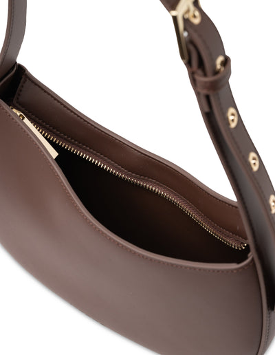 Mocha Eliana Leather Shoulder Bag- Chocolate | Mocha Australia