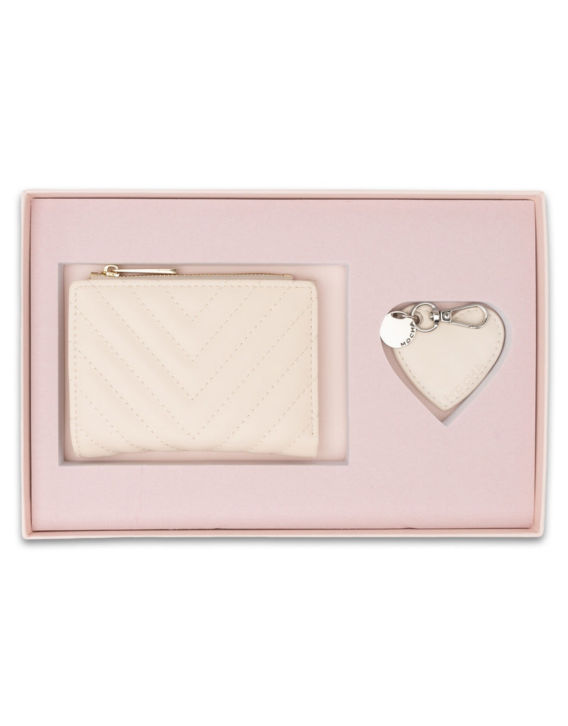 Mocha Gift Pack 3A- Nina Small Wallet & Carla Heart Keyring- Cream | Mocha Australia
