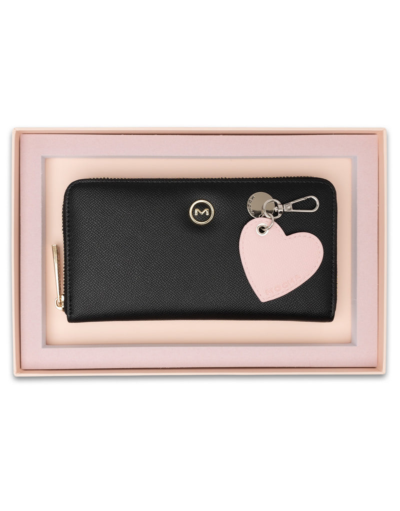 Mocha Gift Pack 4A- Charlotte Long Wallet & Mila Keyring- Black | Mocha Australia