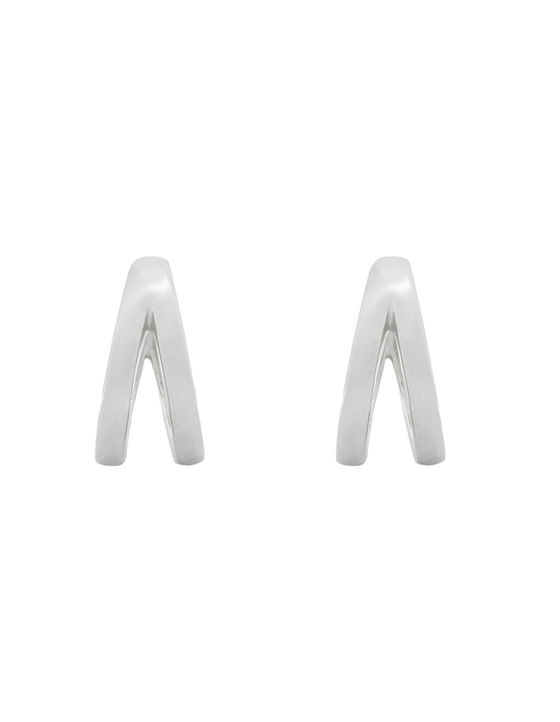 Elly Lou Double Loop Huggie Earring- Silver | Mocha Australia