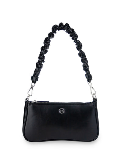 Mocha Carly Ruched Strap Shoulder Bag- Black/Silver | Mocha Australia