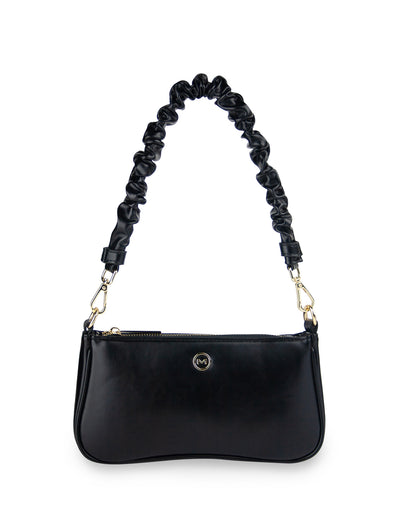 Mocha Carly Ruched Strap Shoulder Bag- Black/Light Gold | Mocha Australia